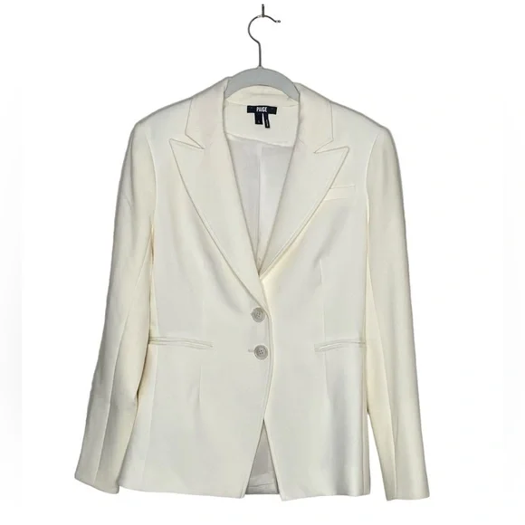 PAIGE Chelsee Notch Collar Blazer in Ecru Size S - Picture 1 of 7